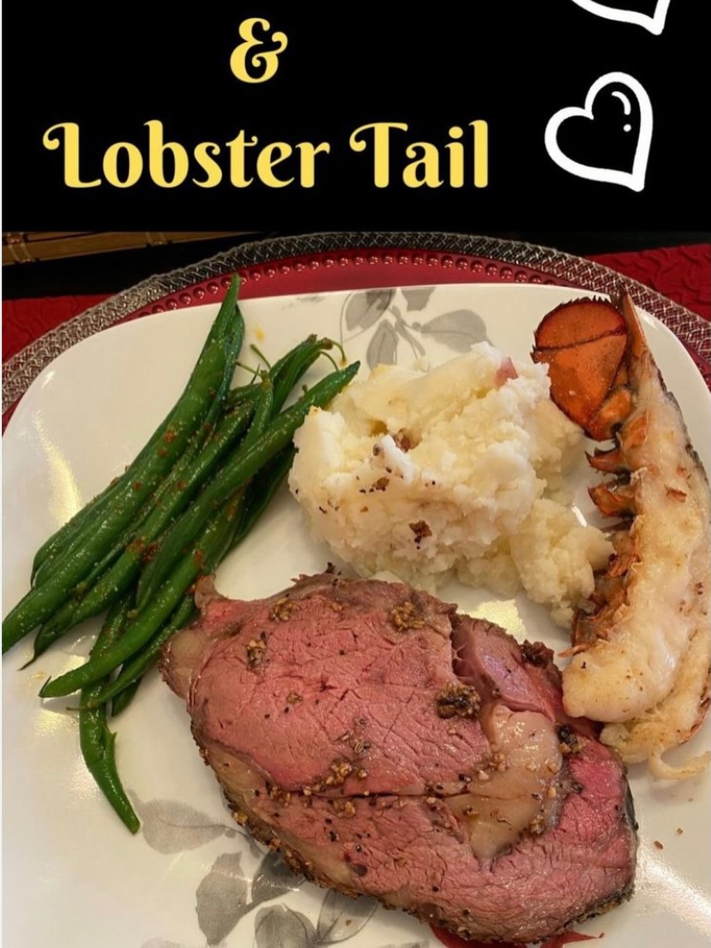 Prime rib and lobster tail